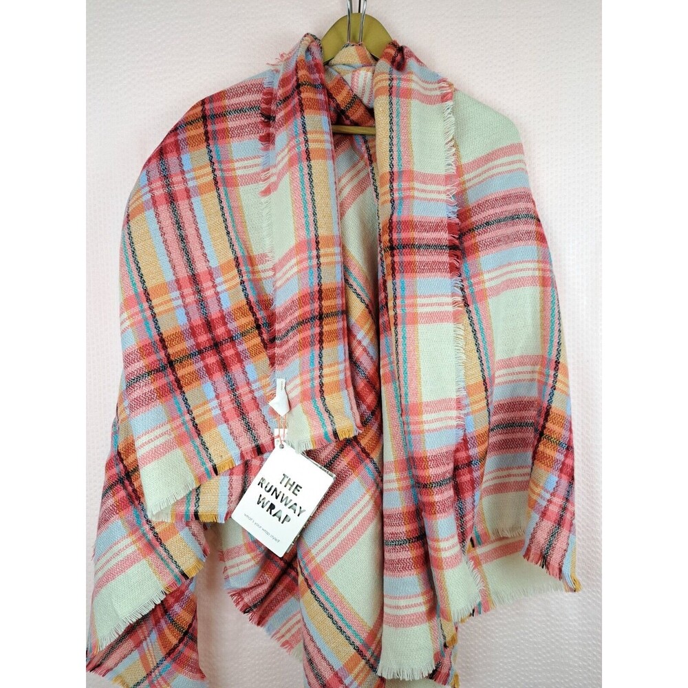 NEW Collection Eighteen The Runway Wrap College Plaid Super Soft Cream Color - Picture 3 of 9